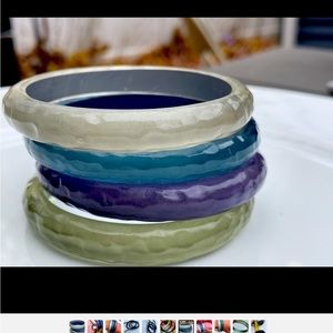 4 Vintage Talbot’s Frosted Bangles in Teal, Purple, Lemon and Ice!